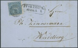 BADEN 10a BRIEF, 1861, 3 Kr. Lebhaftpreußischblau Mit Kleinem Vortrennteil Auf Prachtbrief Von PFORZHEIM Nach Heidelberg - Altri & Non Classificati