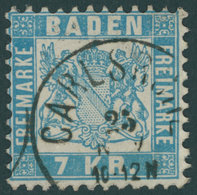 BADEN 25b O, 1871, 7 Kr. Hellblau, Kabinett, Gepr. Brettl, Mi. 130.- - Altri & Non Classificati