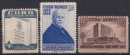 1957-392 CUBA REPUBLICA 1957 Ed.715-17 BIBLIOTECA NACIONAL LIBRARY ORIGINAL GUM. 4c NO GUM. - Unused Stamps