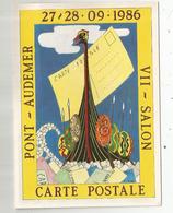 Cp, Bourses & Salons De Collections,  VII E Salon Carte Postale ,1986 ,  PONT AUDEMER ,illustrateur Cybart,vierge - Bourses & Salons De Collections