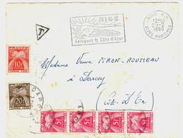 NICE RP 06 Lettre NON Affranchie Ob 29 2 1960 TAXE DARCEY Côte D'Or Taxe Gerbe 5F 10F 20F Yv T85 86 87 - 1960-.... Storia Postale