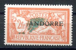 RC 17129 ANDORRE COTE 29€ N° 19 - 2f MERSON NEUF * INFIME CHARNIÈRE TB MLH VF - Unused Stamps