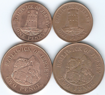 Jersey - Elizabeth II - 1 Penny - 1994 (KM54b) & 2008 (KM103); 2 Pence - 1992 (KM55B) & 2008 (KM104) - Jersey