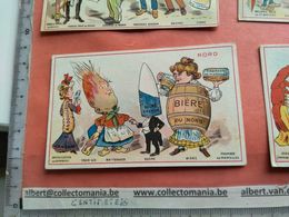 4 Cards Litho PUB C1880 Anthropomorphic Dressed Animals Acting As Food Veggie People 10cmX 6,2cm - Other & Unclassified
