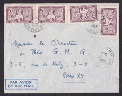 French Indochina: Airmail Cover To France, 1950, 4 Stamps, Dance (minor Discolouring) - Briefe U. Dokumente