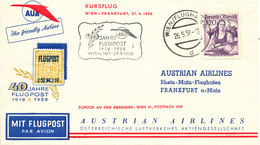 Austria First AUA Flight Cover Wien - Klagenfurt 27-9-1958 - Premiers Vols