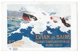 EVIAN LES BAIS (74) Carte Illustrée Course De Canots Automobiles Yachts à Voile 1906 - Evian-les-Bains