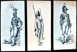 UNIFORMES NAPOLEON  3 GRAVURES FINEMENT EXECUTEES VERS 1890 GRENADIER HUSSARD DRAGON 19 X 9 CM - Uniformen