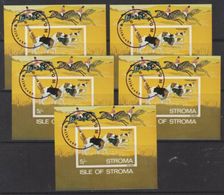 GB LOCALS ISLE OF STROMA SCOTLAND 1969 FOXHOUNDS 5/- MS X5 IMPERFORATE USED HORSES HUNTING DOGS ISLAND GREAT BRITAIN - Werbemarken, Vignetten