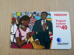 CARIBBEAN ISLANDS EC $ 40,-PREPAID  RED CELLULAIR FREEDOM, Used ** 1556** - Other - America