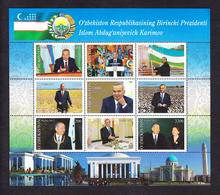 UZ-20-26  2017. Uzbekistan, I. Karimov, First President Of Uzbekistan, Sheetlet In Booklet,  Blu Cover. Mint/** - Usbekistan