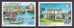 Alderney - 1991 - 1992 Historic Buildings, "The Island Hall", Inner Harbour, Braye, Fishing Boats, Monuments, MNH - Alderney