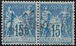 FRANCE Type Sage:  Paire Horizontale Du  Y&T 90  Obl. B à TB - 1876-1898 Sage (Type II)