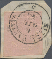 Italien - Altitalienische Staaten: Sardinien: 1853, 40 C Light Rose Tied By Double Circle Cancel "NI - Sardinien