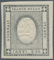 Italien - Altitalienische Staaten: Sardinien: 1861, 1 C Grey With Embossing Error "2" Instead Of 1, - Sardinien