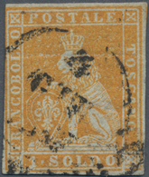 Italien - Altitalienische Staaten: Toscana: 1851, 1 So Gold-yellow With Circle Cancel, Fresh Colour - Toscana