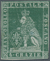 Italien - Altitalienische Staaten: Toscana: 1853, 4 Cr Blue-green Unused Without Gum And Small Defec - Toscana