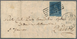 Italien - Altitalienische Staaten: Toscana: 1851, 6 Cr Blue On Blue Tied By Dash Stamp Cancel And Be - Toscana
