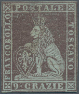 Italien - Altitalienische Staaten: Toscana: 1851, 9 Cr Violet-brown On Blue Paper Mint With Original - Toscana