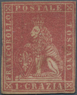 Italien - Altitalienische Staaten: Toscana: 1857, 1 Cr Carmine-red Unused With Original Gum And A Sm - Toscana