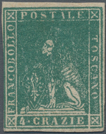 Italien - Altitalienische Staaten: Toscana: 1857, 4 Cr Green Unused Without Gum, On Three Sides Full - Toscana