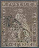 Italien - Altitalienische Staaten: Toscana: 1857, 9 Cr Lilac Tied By Circle Cancel, The Stamp Is Sti - Toscana