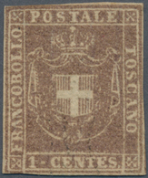 Italien - Altitalienische Staaten: Toscana: 1860, 1 C Brownish-lilac Mint With Parts Of The Original - Toscana