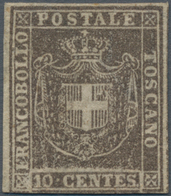 Italien - Altitalienische Staaten: Toscana: 1860, 10 Cent. Brown Mint With Original Gum, The Stamp H - Toscana