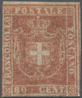 Italien - Altitalienische Staaten: Toscana: 1860, 80 Cent. Brownish Red Unused Without Gum, Two Side - Toscana