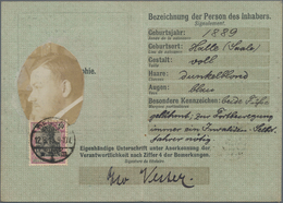Deutsches Reich - Germania: 1918, POSTAUSWEISKARTE Mit Lichtbild Frankiert Mit 50 Pf Germania Mit St - Briefe U. Dokumente