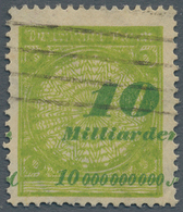 Deutsches Reich - Inflation: 1923, 10 Mrd. Mark Schwärzlichgrüngelb/olivgrün Mit DOPPELDRUCK Des Mar - Oblitérés