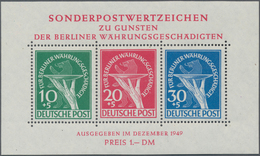 Berlin: 1949, Währungsgeschädigten-Block, Postfrisch Mit Plattenfehlern Beim 10 Pf.-Wert 'Bruch Im C - Neufs