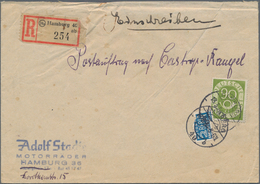 Bundesrepublik Deutschland: 1952, 90 Pf Posthorn Als EF Auf Eingeschriebenem POSTAUFTRAG Von Hamburg - Cartas & Documentos