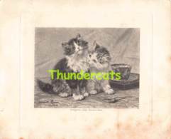 GRAVURE ILLUSTRATEUR HENRIETTE RONNER KNIP GRAVURE CHAT CHATS ENGRAVING CAT CATS PHOTOGRAVURE GOUPIL PARIS 13 CM X 10 CM - Prints & Engravings