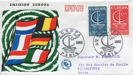 EUROPA CEPT 1966 FDC FRANCE YVERT Nº 1490/1491 - 1966