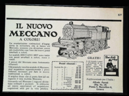 Publicité MECCANO - Train En Jeux De Construction - Coupure De Presse Italienne (illustration) De 1928 - Meccano