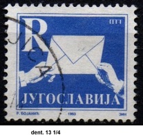 # Jugoslavia 1993 - Hands With Letter - Dent. 13 1/4 - Oblitérés