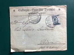 Delcampe - ACIREALE  (CATANIA) BUSTA INTESTATA COLLEGIO CONVITTO PENNISI  1912 - Acireale