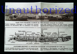 SOUS MARIN - Plan De Coupe D'un U-21 -  Coupure De Presse (encadré Photo) De 1915 - Tools