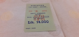 ADRIATICA  CAR FERRY - BRINDISI - DIRITTI  D'IMBARCO VEICOLI A/R LIRE 14.000 MILALIRE - Europe