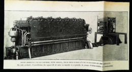 SOUS MARIN -  Moteur à Huile Lourde Pour Submersible 400 Cv -  Coupure De Presse (encadré Photo) De 1919 - Machines