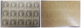 O) 1862 CUBA. SPANISH ANTILLES ,  QUEEN ISABELLA II  SC 16  1/4r Black On Pale Buff - UNUSED BLOCK OF FIFTEEN, LARGE EVE - Unused Stamps