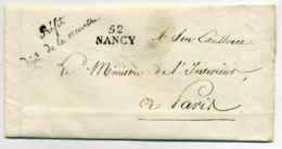 52 NANCY + Prefet Dept De La Meurthe /  Adressée à Son Excellence Le Ministre De L'Intérieur / 1825 - 1801-1848: Vorläufer XIX