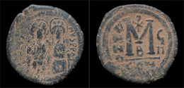 Justin II & Sophia AE Follis Constantinopel Mint - Byzantine