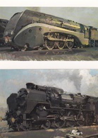 Lot De 12 Cartes Plus Une Pochette De Reproductions De Gouaches D' "Abert BRENET" - Musée Du Chemin De Fer De MULHOUSE - Eisenbahnen