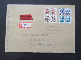 Berlin 1977 Freimarken Unfallverhütung 4 Waagerechte Paare Als MiF Nr. 403, 408, 409 U. 411 Eilzustellung / Einschreiben - Storia Postale