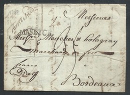 Lac Datée De Remsheid  (Allemagne) 1789 Pour Bordeaux Marque De Passage MASEYCK + Man "Remsheid" - 1714-1794 (Pays-Bas Autrichiens)