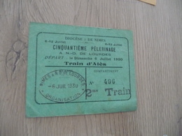 Alès Alais Gard Train Cinquantième Pèlerinage De Lourdes 1930 - Eisenbahnverkehr