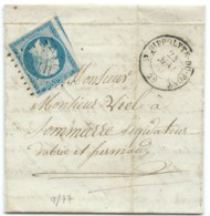 N° 14 BLEU NAPOLEON SUR LETTRE / ST HIPPOLYTE DU FORT GARD POUR SOMMIERES / 24 MAI 1858 - 1849-1876: Periodo Classico