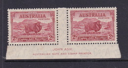 Australia ASC 156 1934 Centenary Death Of Macarthur 2d Red Dark Hills,Imprint Pair, Mint Never Hinged - Ungebraucht